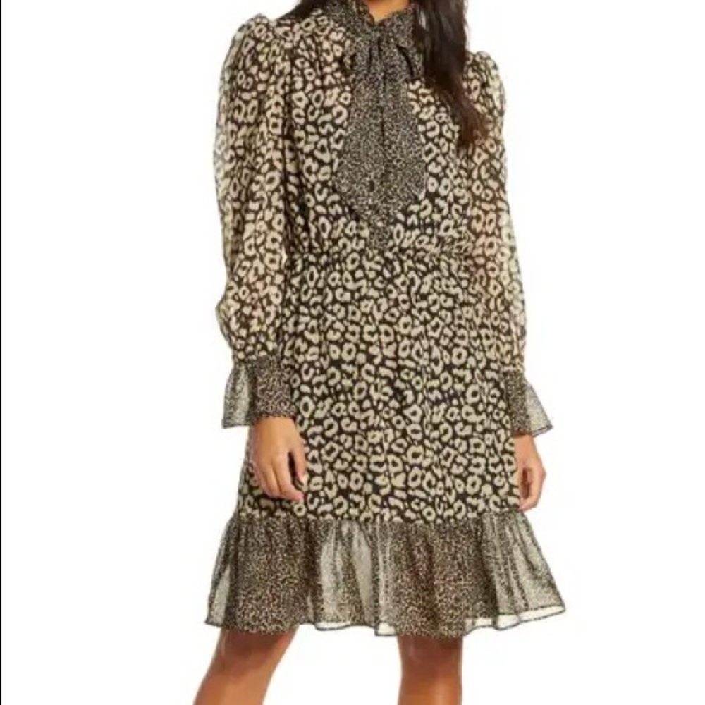 Julia Jordan Tie Neck Long Sleeve Dress